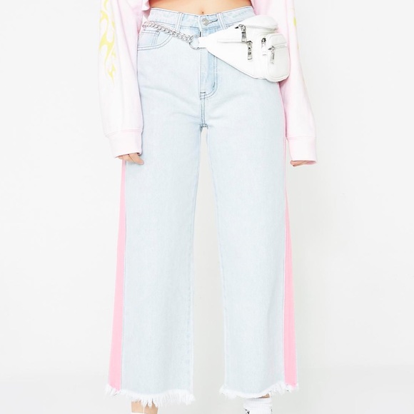 NEW Dolls Kill Momokrom Light Wash Culotte Jeans - Picture 2 of 6